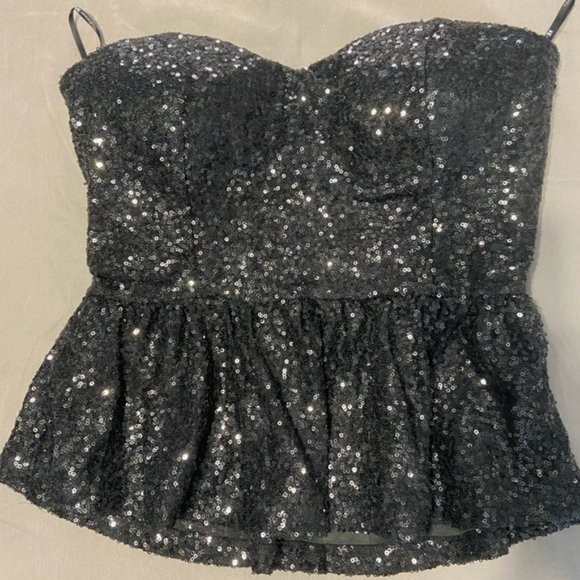 Forever 21 Tops - MEDIUM Forever 21 Black Sequin Peplum Top